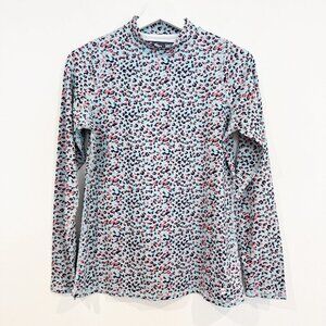 Movetes Sun Flex Mock Neck Long Sleeve Leopard Top Golf Outdoors‎ Rash Guard XS